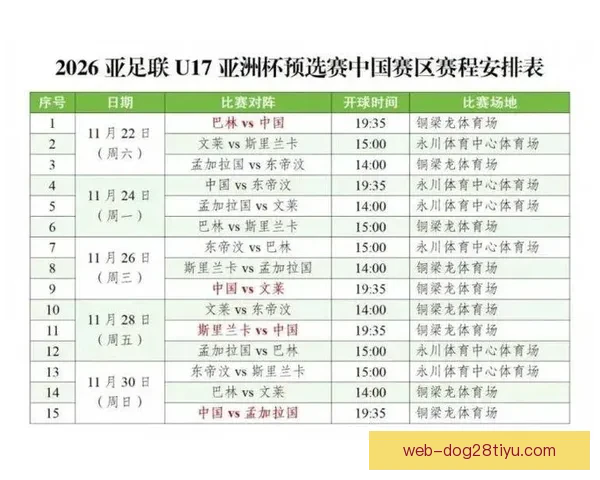 官宣U17亚洲杯时间赛程公布
